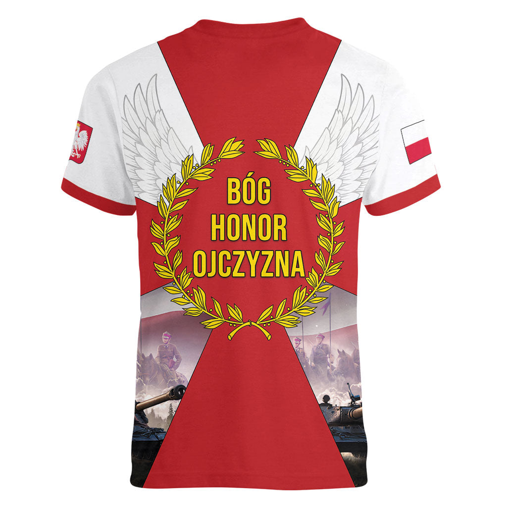 Polish Armed Forces Day Women V-Neck T-Shirt Bog Honor Ojczyzna Heritage