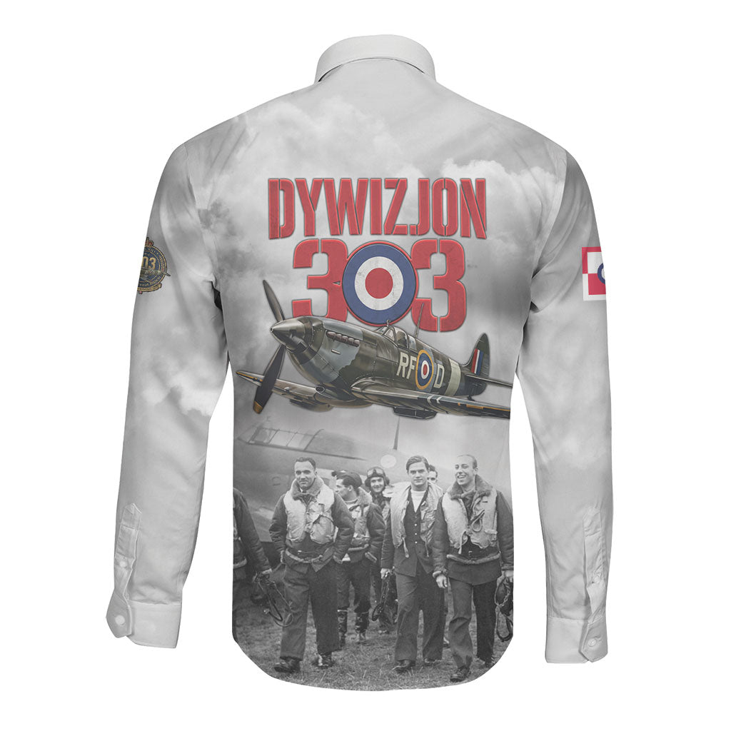 Polish 303 Squadron Long Sleeve Button Shirt Battle Of Britain Air Heroes
