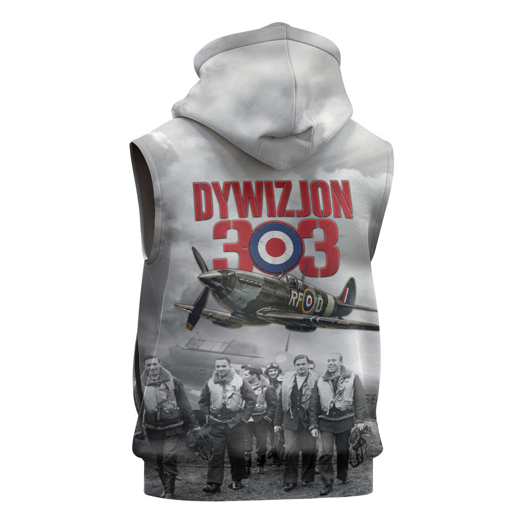 Polish 303 Squadron Sleeveless Zip Hoodie Battle Of Britain Air Heroes