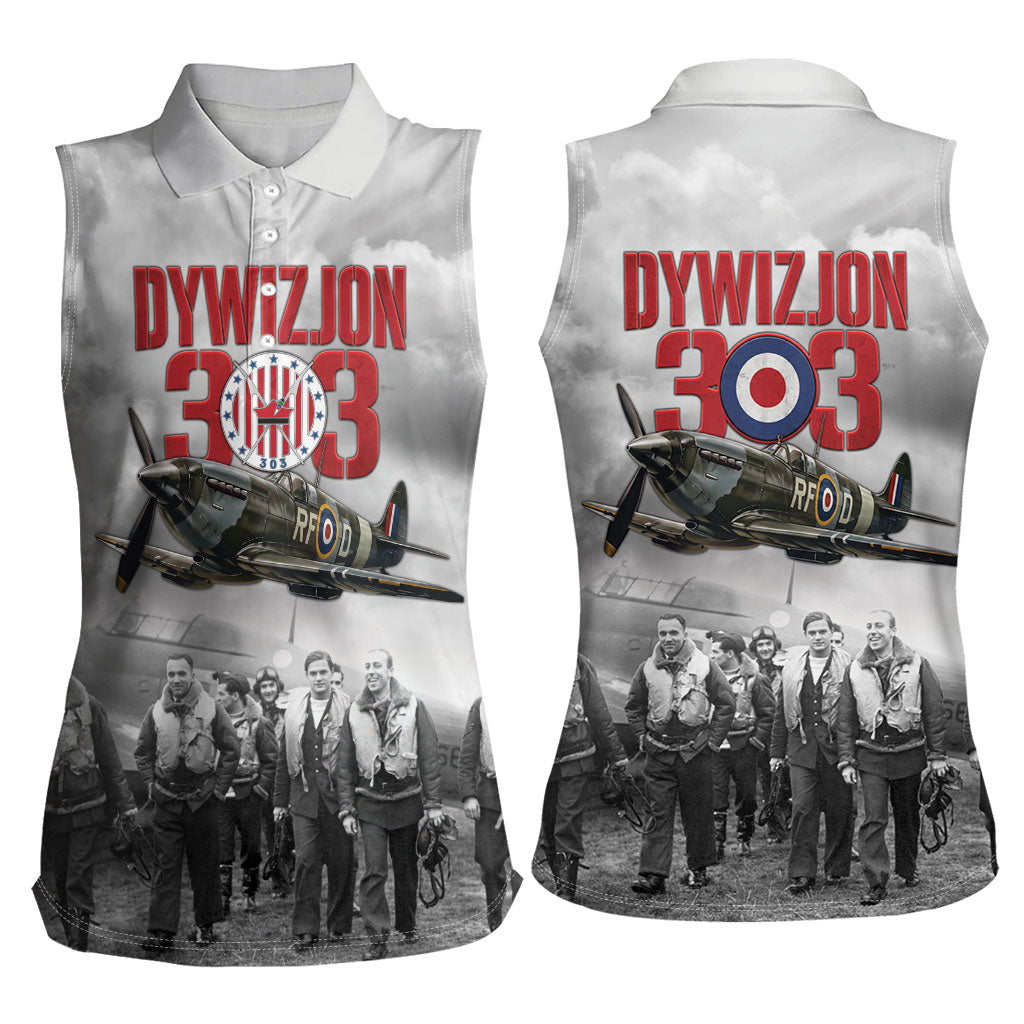 Polish 303 Squadron Women Sleeveless Polo Shirt Battle Of Britain Air Heroes