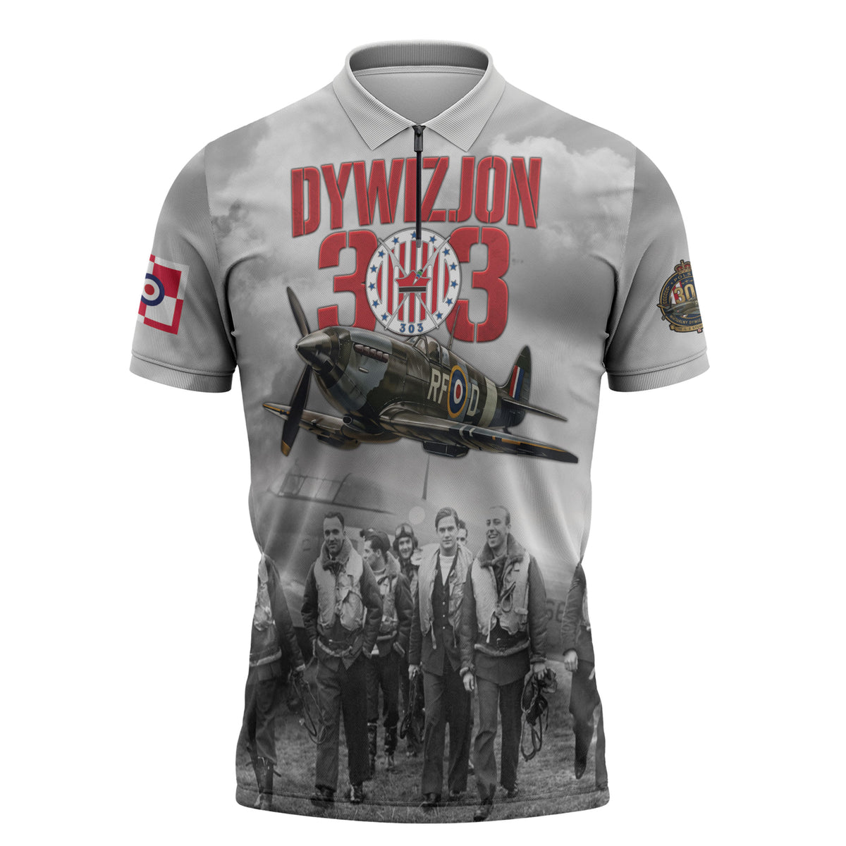 Polish 303 Squadron Zipper Polo Shirt Battle Of Britain Air Heroes