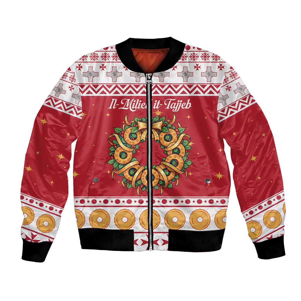 Malta Christmas Bomber Jacket Maltese Honey Rings - Wonder Print Shop