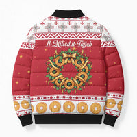 Malta Christmas Bomber Puffer Jacket Maltese Honey Rings - Wonder Print Shop