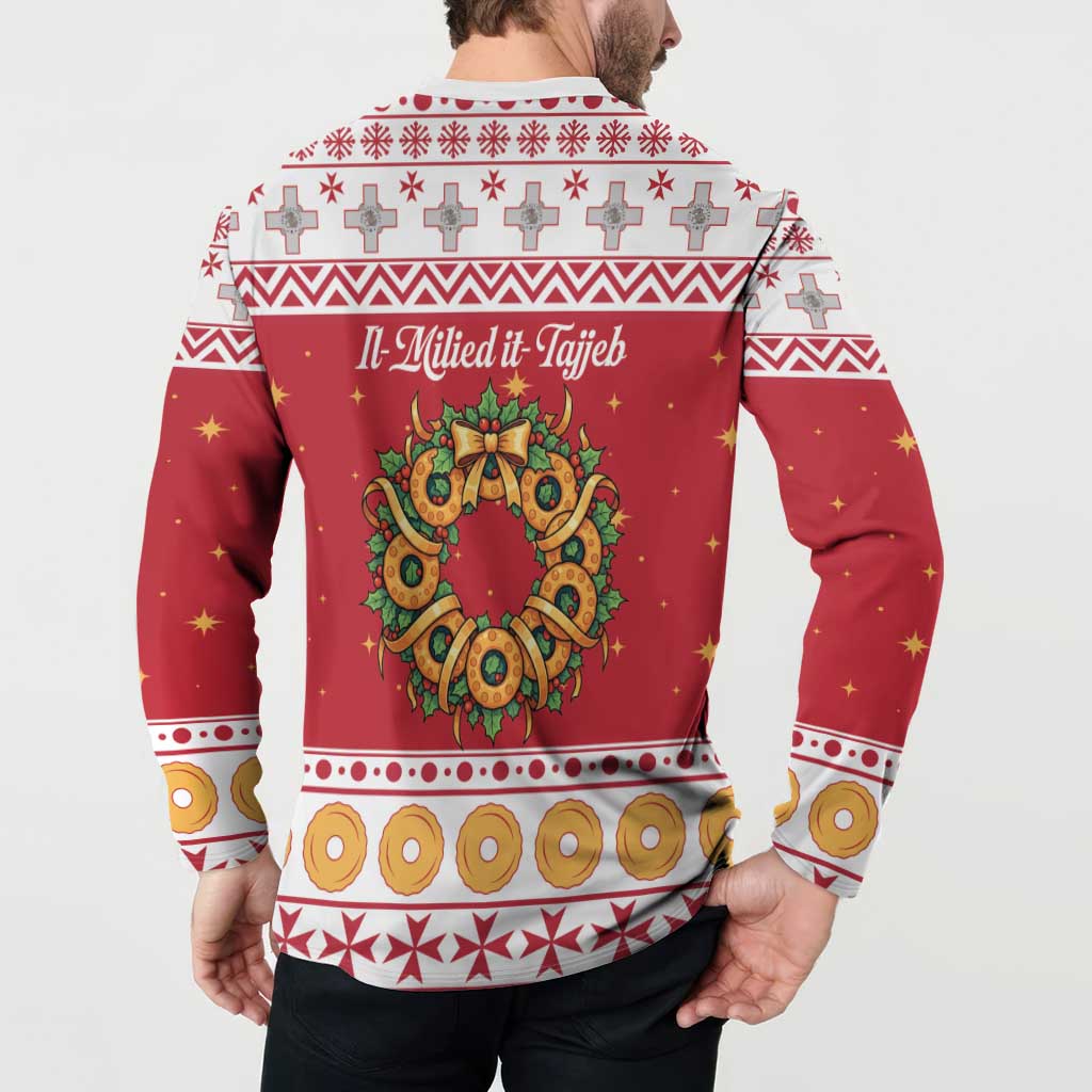 Malta Christmas Button Sweatshirt Maltese Honey Rings - Wonder Print Shop