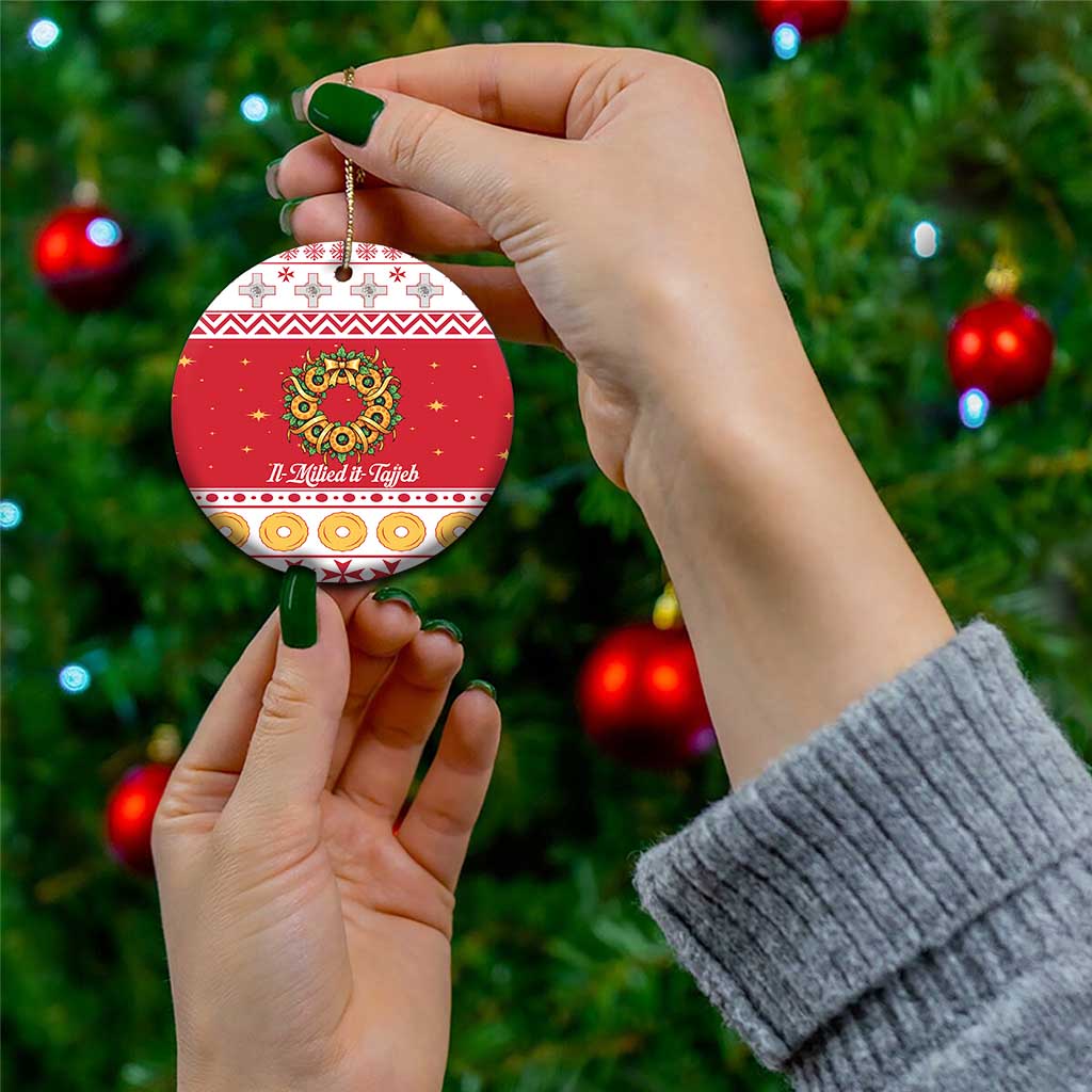 Malta Christmas Ceramic Ornament Maltese Honey Rings - Wonder Print Shop