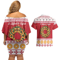 Malta Christmas Couples Matching Off Shoulder Short Dress and Hawaiian Shirt Maltese Honey Rings - Wonder Print Shop