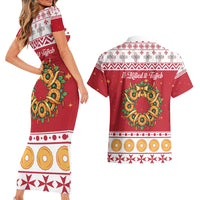 Malta Christmas Couples Matching Short Sleeve Bodycon Dress and Hawaiian Shirt Maltese Honey Rings - Wonder Print Shop