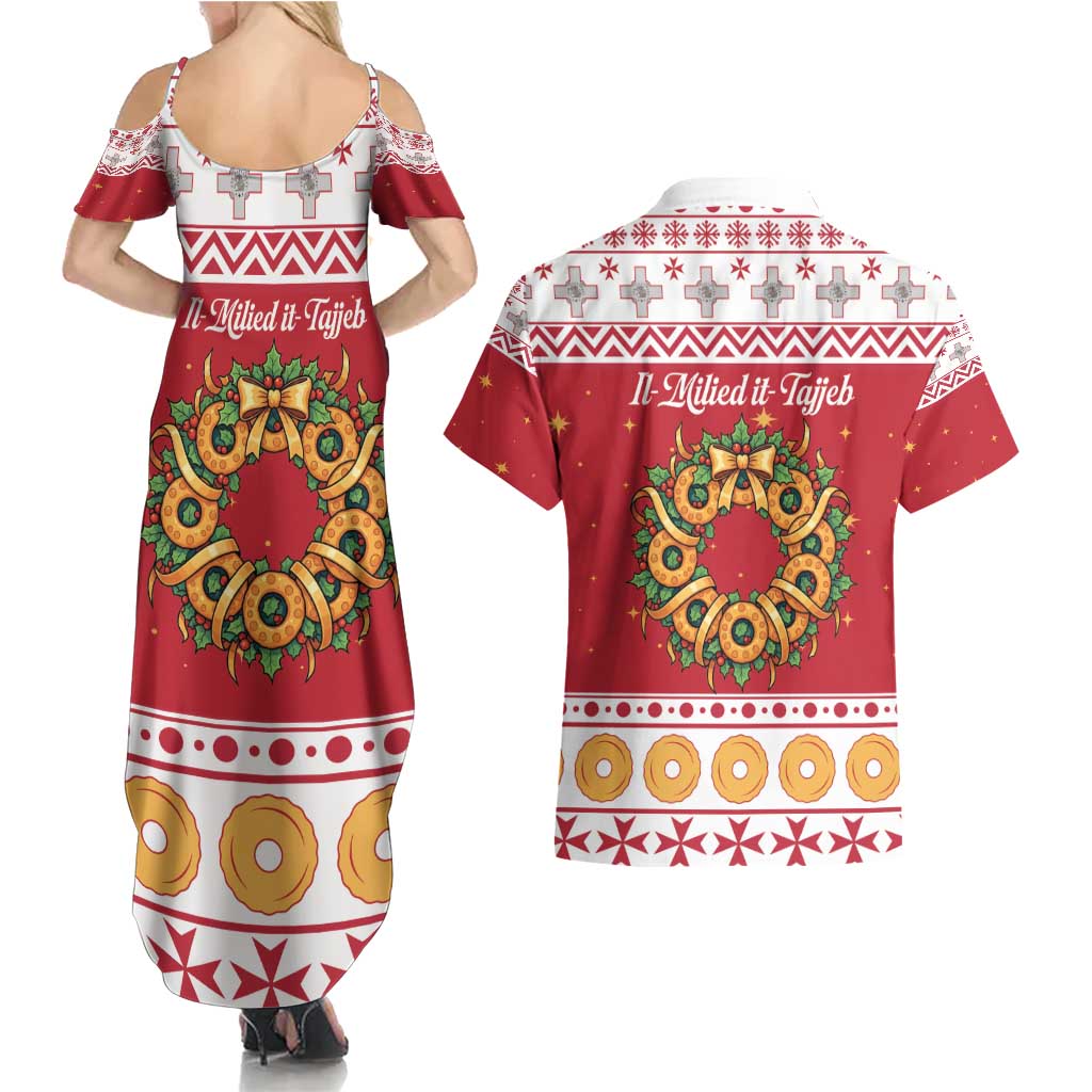 Malta Christmas Couples Matching Summer Maxi Dress and Hawaiian Shirt Maltese Honey Rings - Wonder Print Shop