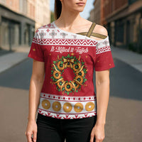 Malta Christmas Cross Shoulder Shirt Maltese Honey Rings - Wonder Print Shop