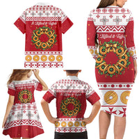 Malta Christmas Family Matching Long Sleeve Bodycon Dress and Hawaiian Shirt Maltese Honey Rings - Wonder Print Shop