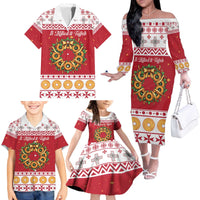 Malta Christmas Family Matching Off The Shoulder Long Sleeve Dress and Hawaiian Shirt Maltese Honey Rings - Wonder Print Shop