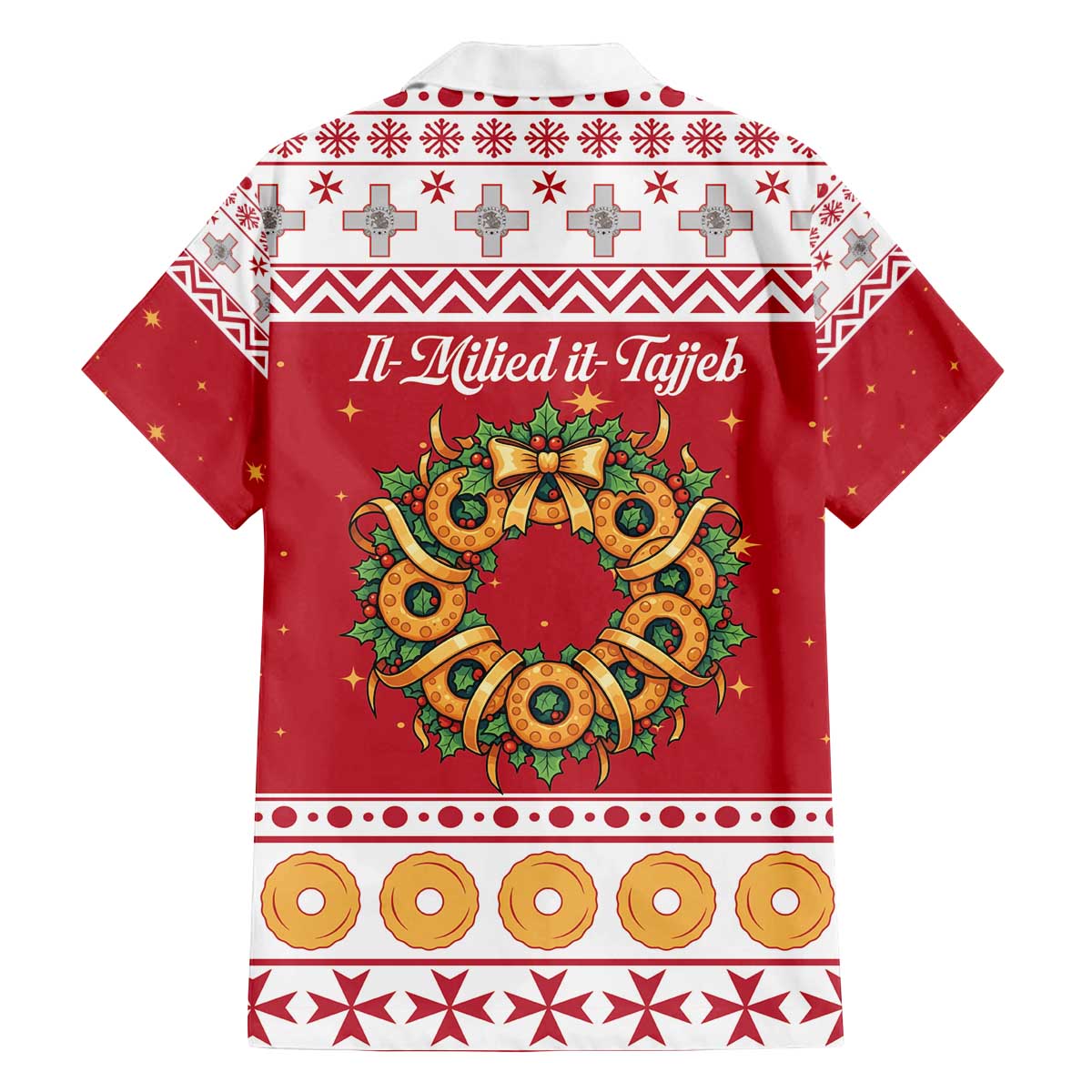 Malta Christmas Family Matching Off The Shoulder Long Sleeve Dress and Hawaiian Shirt Maltese Honey Rings - Wonder Print Shop