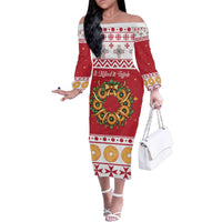 Malta Christmas Family Matching Off The Shoulder Long Sleeve Dress and Hawaiian Shirt Maltese Honey Rings - Wonder Print Shop