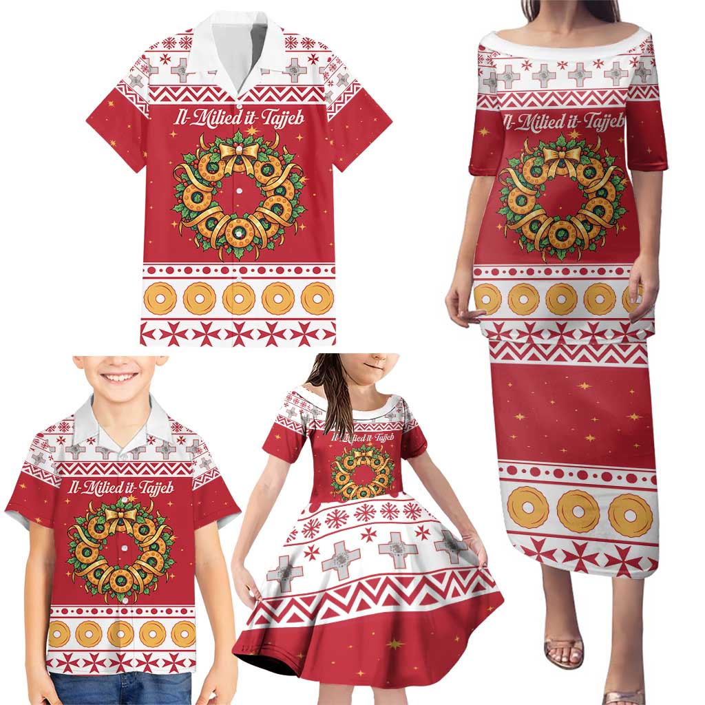 Malta Christmas Family Matching Puletasi and Hawaiian Shirt Maltese Honey Rings - Wonder Print Shop