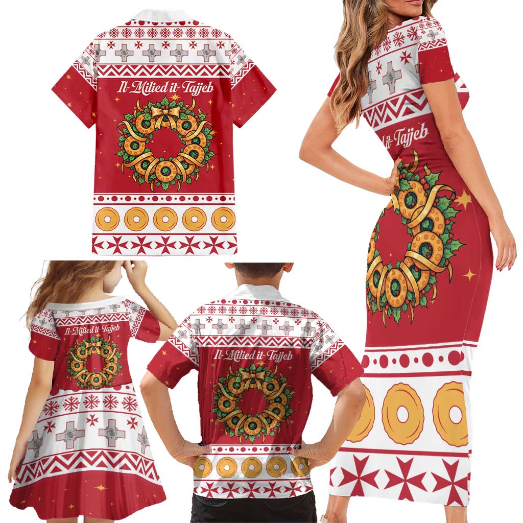 Malta Christmas Family Matching Short Sleeve Bodycon Dress and Hawaiian Shirt Maltese Honey Rings - Wonder Print Shop
