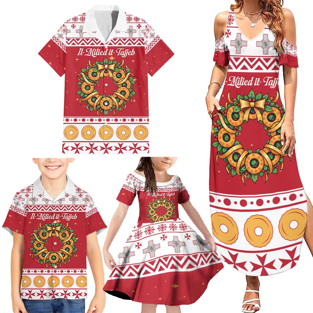 Malta Christmas Family Matching Summer Maxi Dress and Hawaiian Shirt Maltese Honey Rings - Wonder Print Shop
