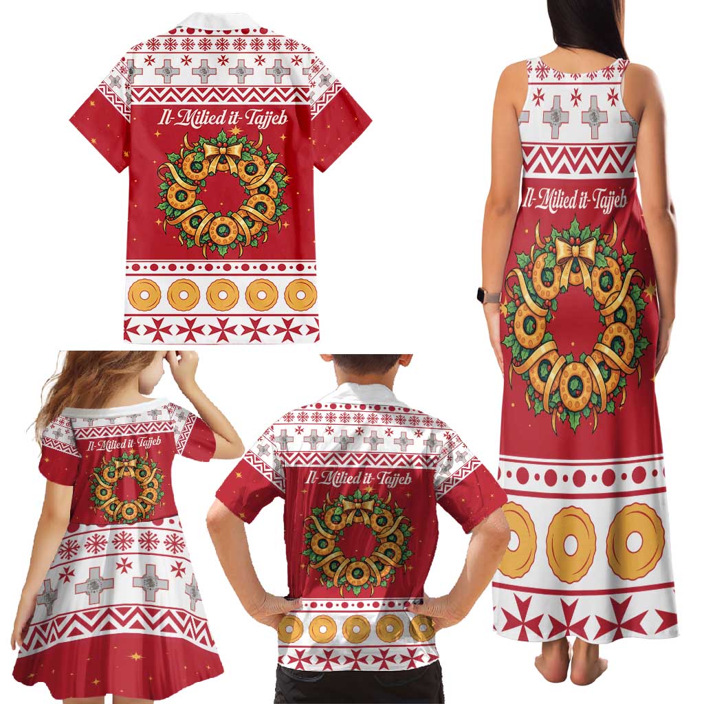 Malta Christmas Family Matching Tank Maxi Dress and Hawaiian Shirt Maltese Honey Rings - Wonder Print Shop