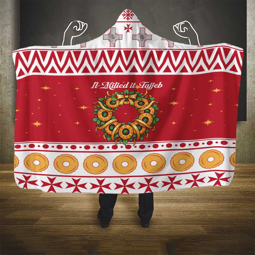 Malta Christmas Hooded Blanket Maltese Honey Rings - Wonder Print Shop