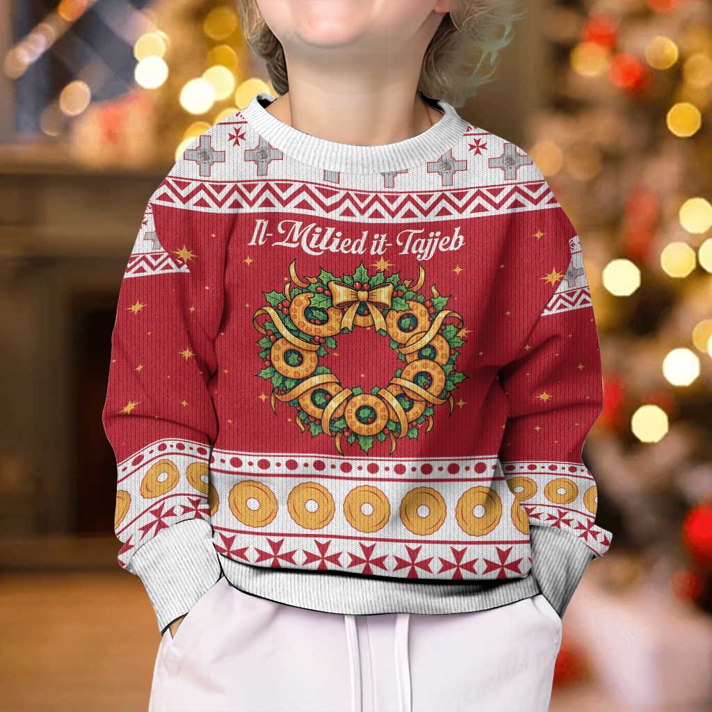 Malta Christmas Kid Ugly Christmas Sweater Maltese Honey Rings - Wonder Print Shop
