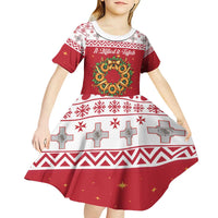 Malta Christmas Kid Short Sleeve Dress Maltese Honey Rings - Wonder Print Shop