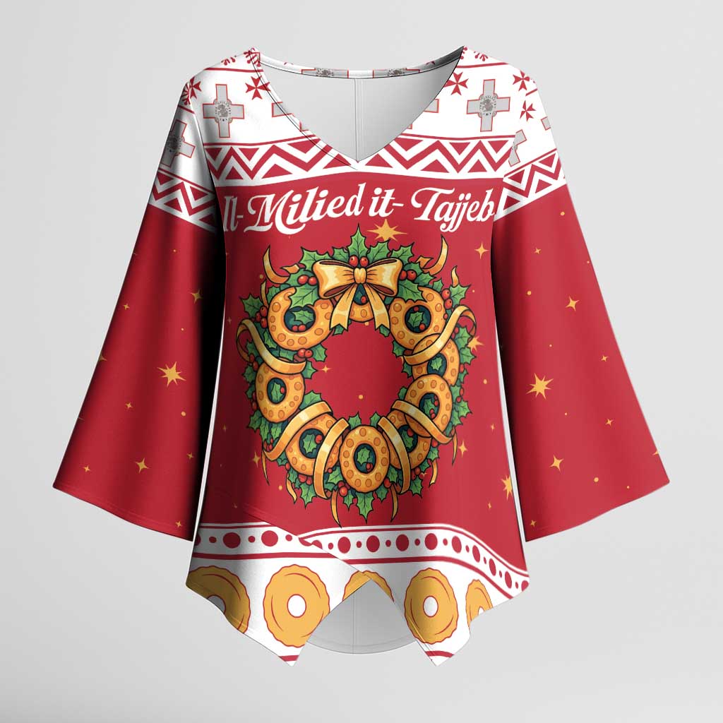 Malta Christmas Kimono Sleeve Blouse Maltese Honey Rings - Wonder Print Shop