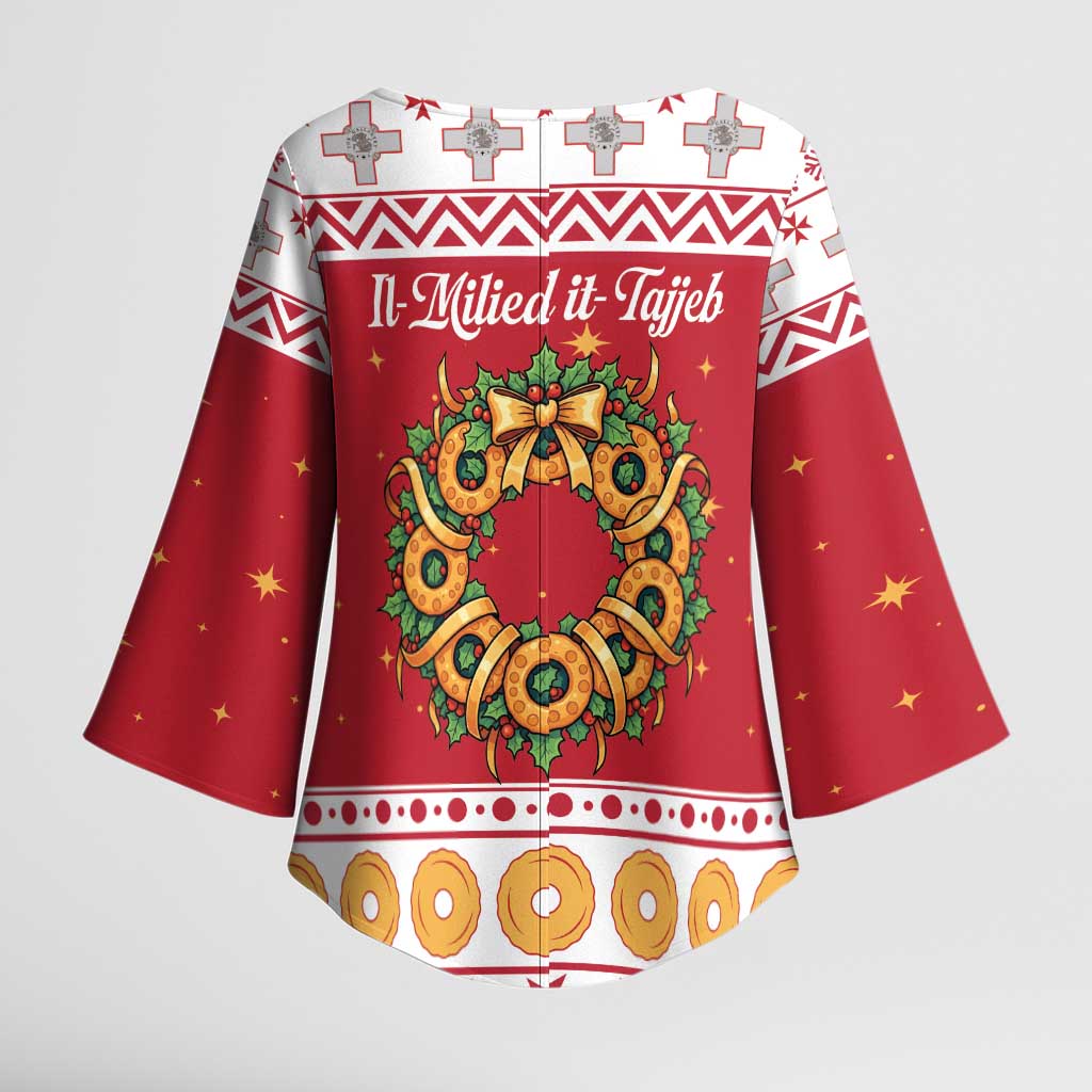 Malta Christmas Kimono Sleeve Blouse Maltese Honey Rings - Wonder Print Shop