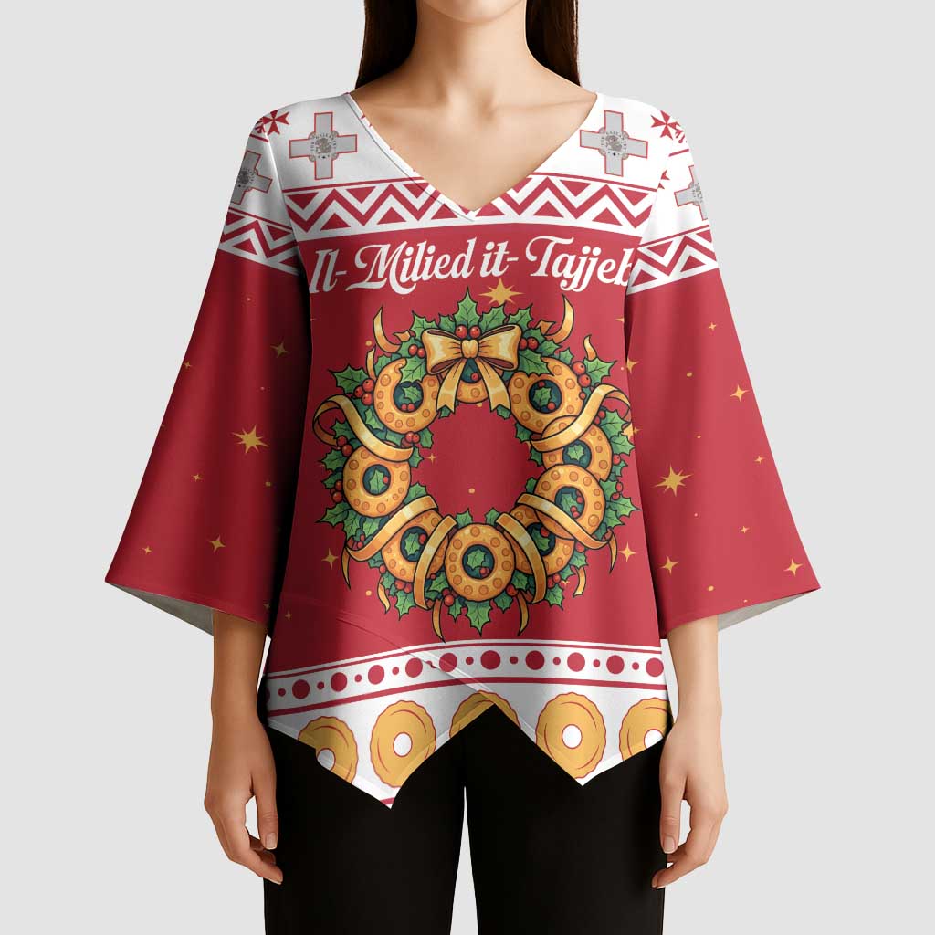 Malta Christmas Kimono Sleeve Blouse Maltese Honey Rings - Wonder Print Shop