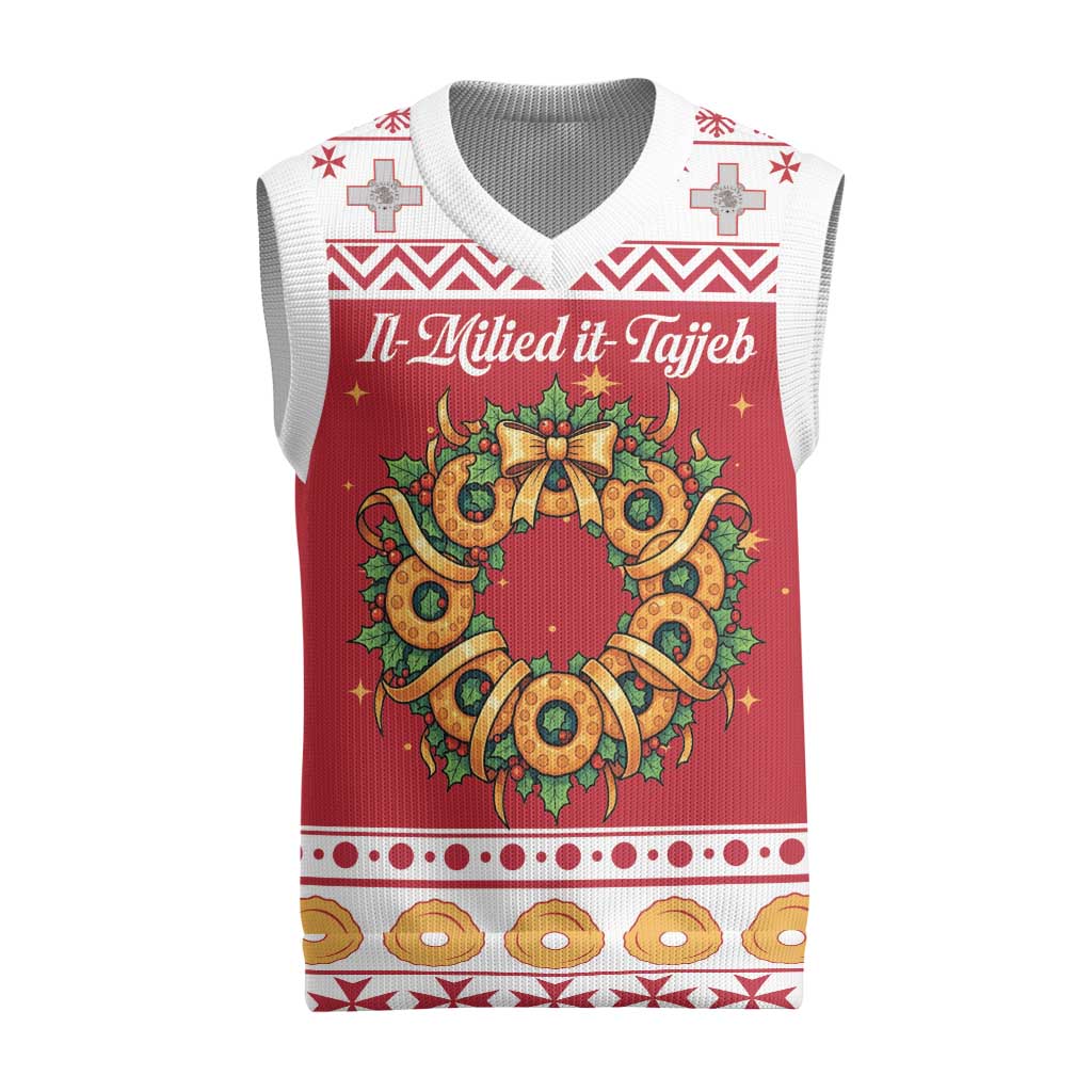 Malta Christmas Knitted V-Neck Vest Maltese Honey Rings - Wonder Print Shop
