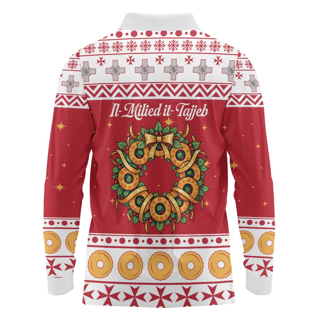 Malta Christmas Long Sleeve Polo Shirt Maltese Honey Rings - Wonder Print Shop