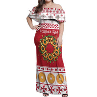 Malta Christmas Off Shoulder Maxi Dress Maltese Honey Rings - Wonder Print Shop