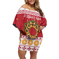 Malta Christmas Off Shoulder Short Dress Maltese Honey Rings - Wonder Print Shop