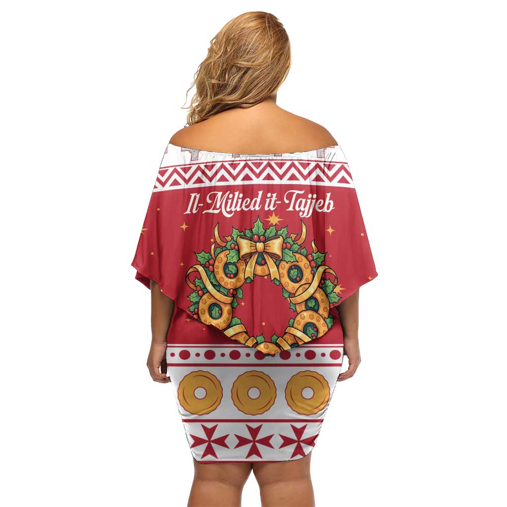 Malta Christmas Off Shoulder Short Dress Maltese Honey Rings - Wonder Print Shop