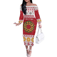 Malta Christmas Off The Shoulder Long Sleeve Dress Maltese Honey Rings - Wonder Print Shop