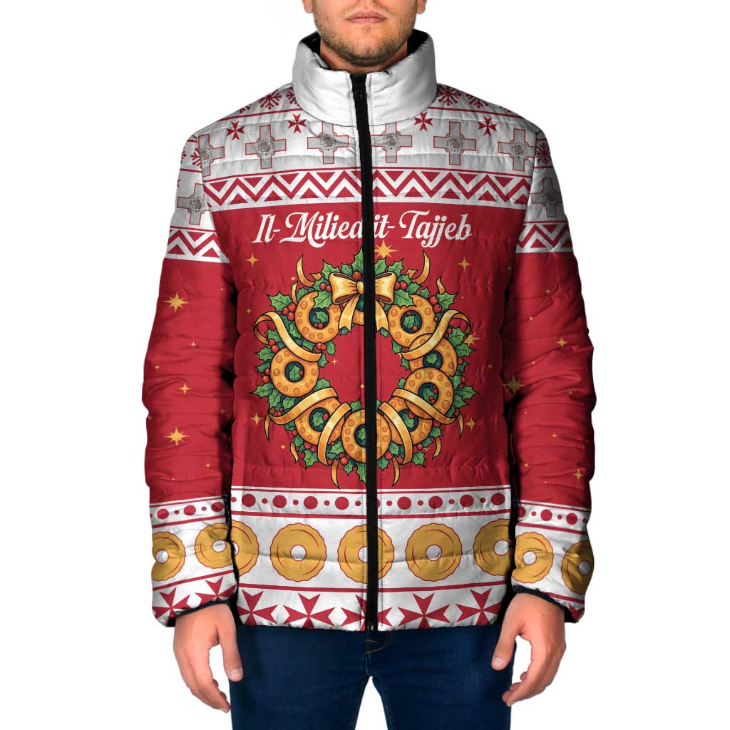 Malta Christmas Padded Jacket Maltese Honey Rings - Wonder Print Shop