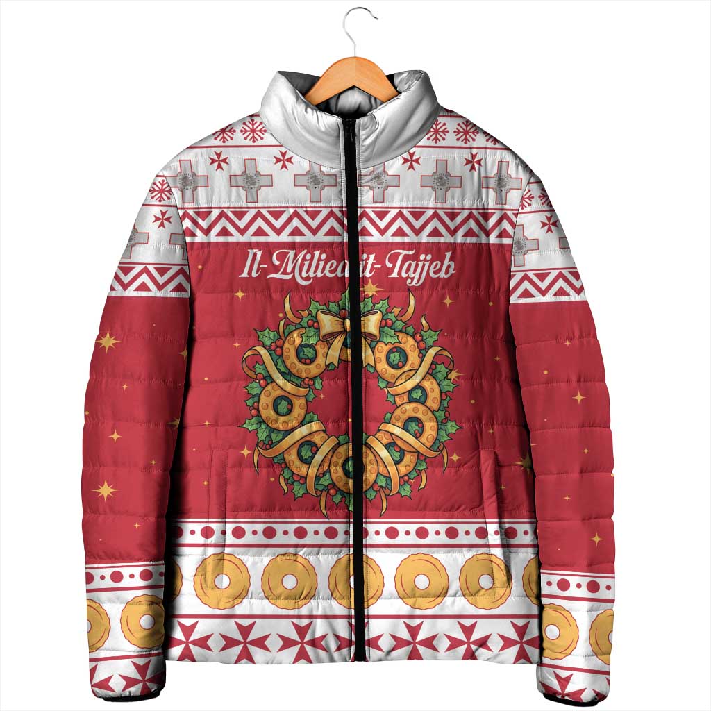 Malta Christmas Padded Jacket Maltese Honey Rings - Wonder Print Shop