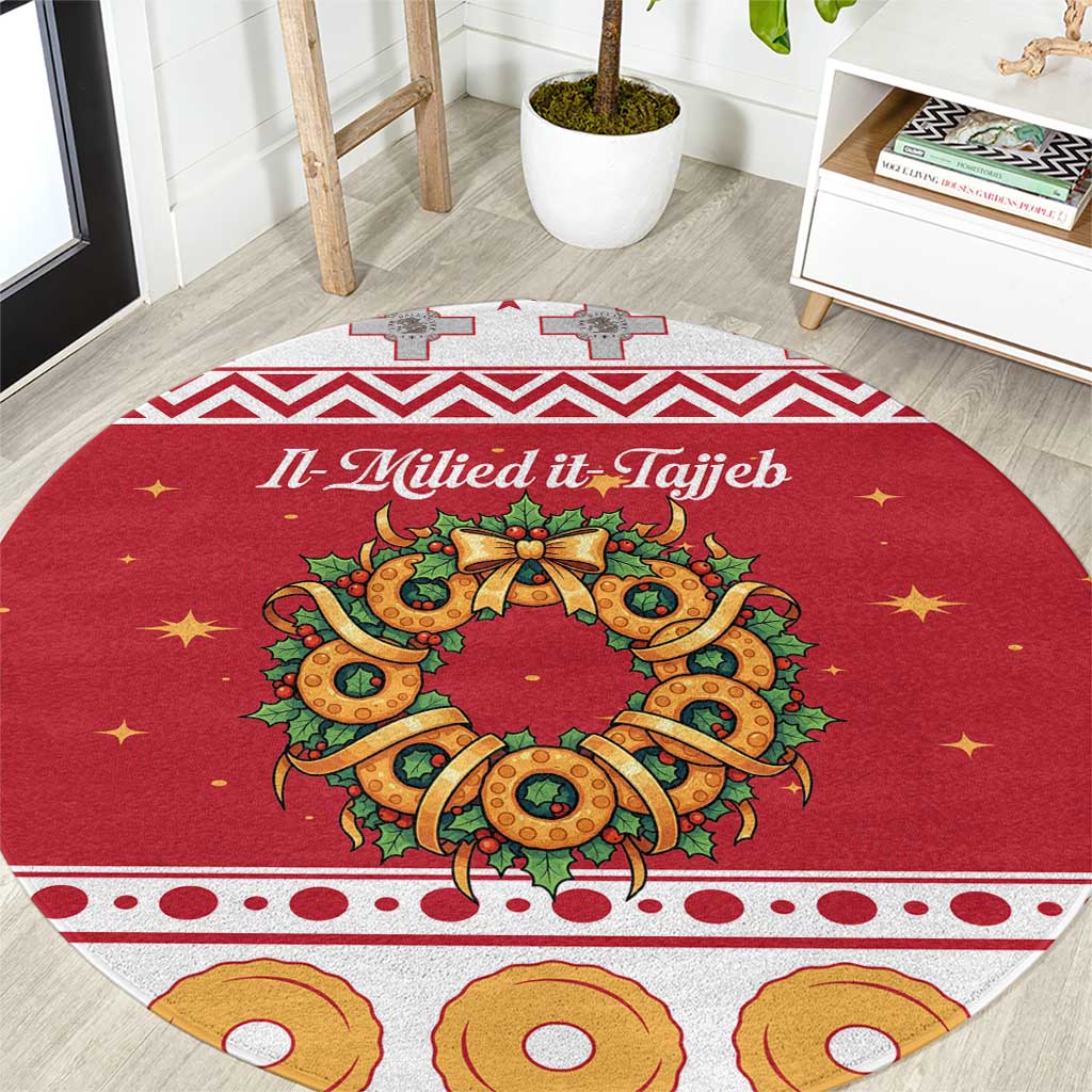 Malta Christmas Round Carpet Maltese Honey Rings - Wonder Print Shop