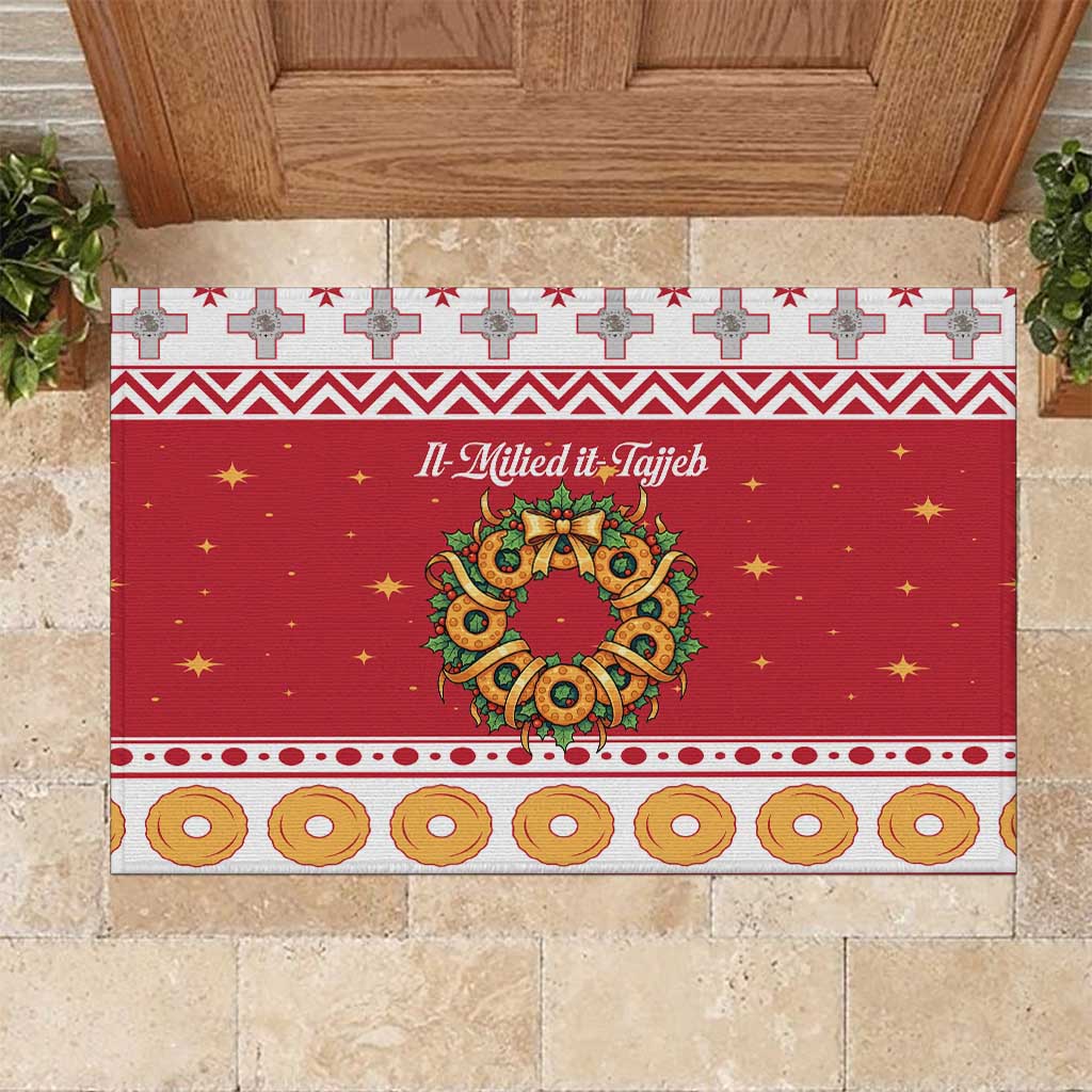 Malta Christmas Rubber Doormat Maltese Honey Rings - Wonder Print Shop
