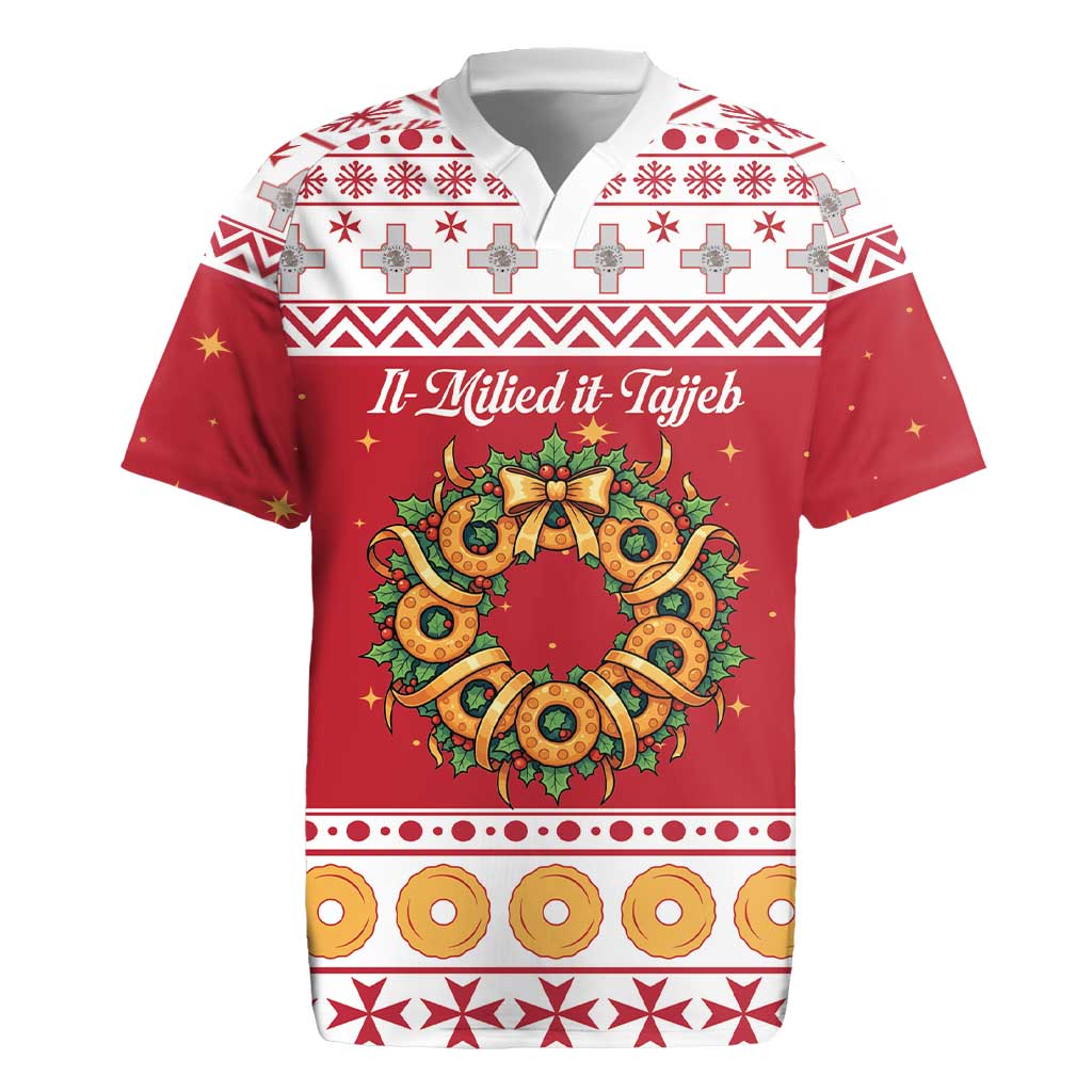 Malta Christmas Rugby Jersey Maltese Honey Rings - Wonder Print Shop