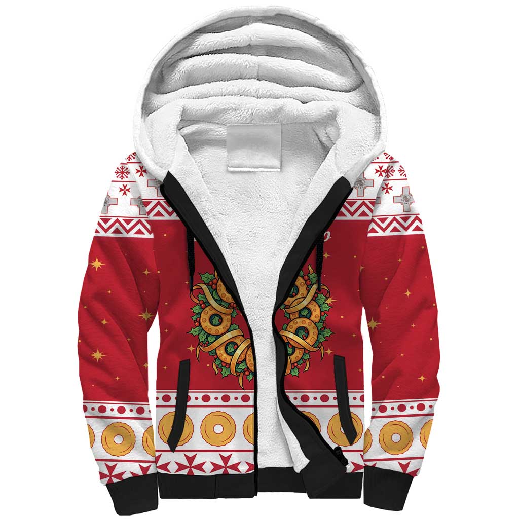 Malta Christmas Sherpa Hoodie Maltese Honey Rings - Wonder Print Shop