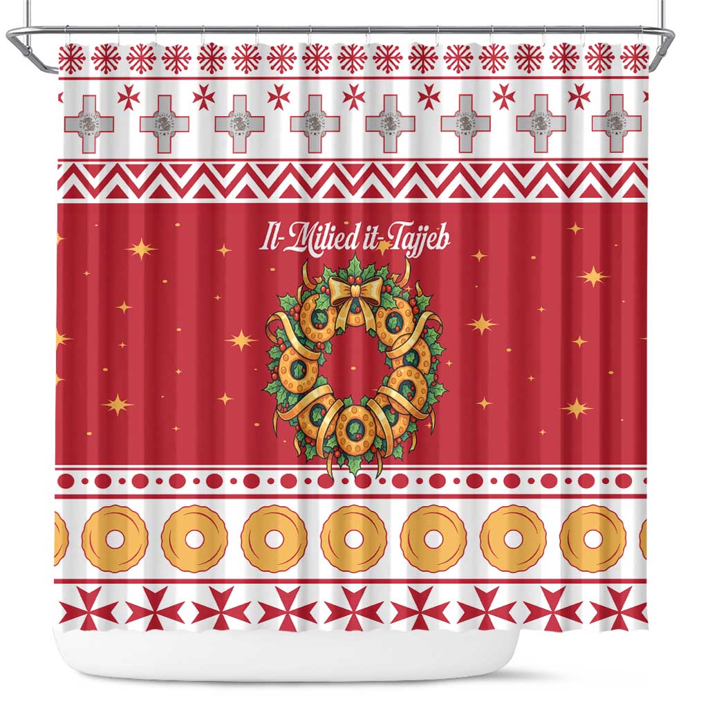 Malta Christmas Shower Curtain Maltese Honey Rings - Wonder Print Shop