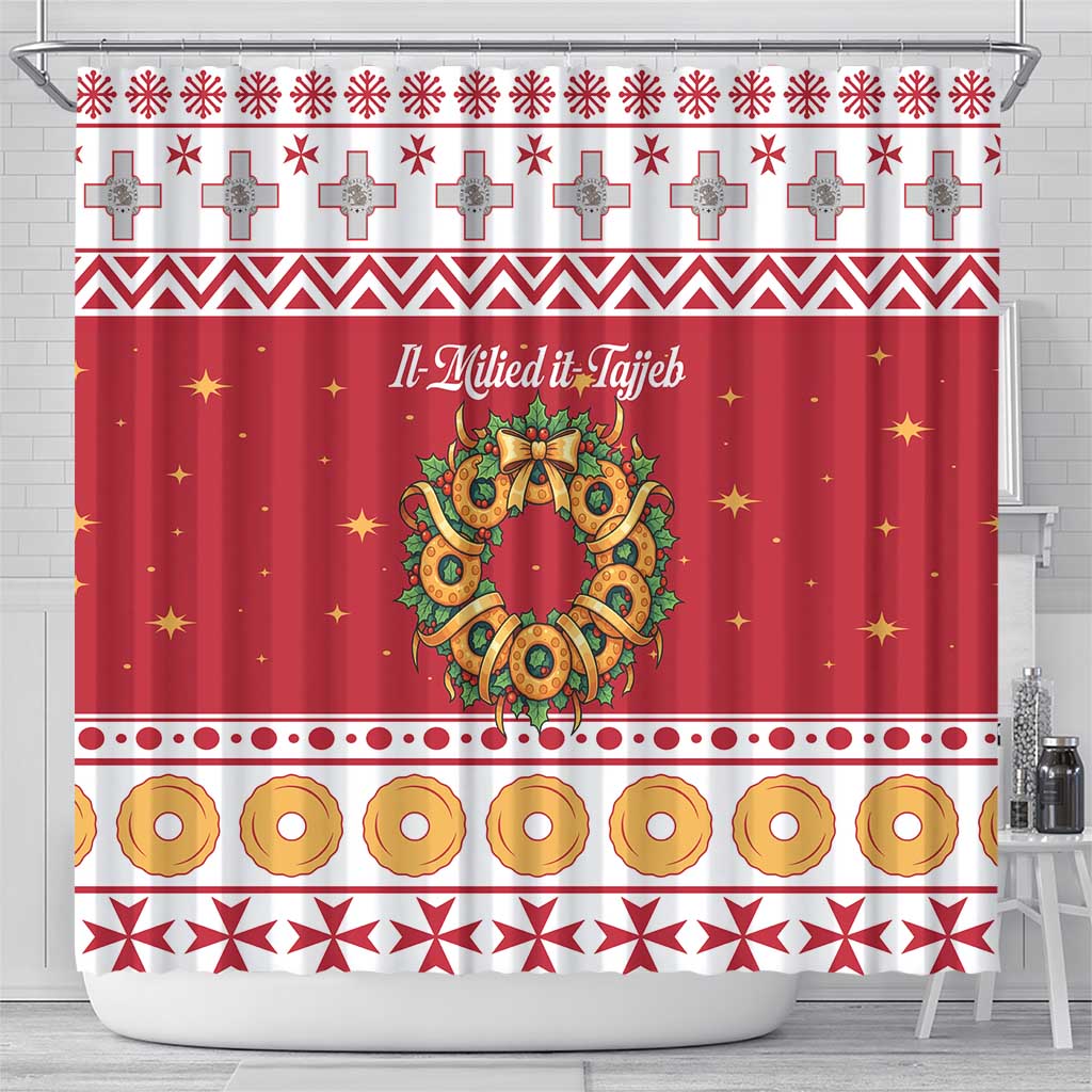 Malta Christmas Shower Curtain Maltese Honey Rings - Wonder Print Shop