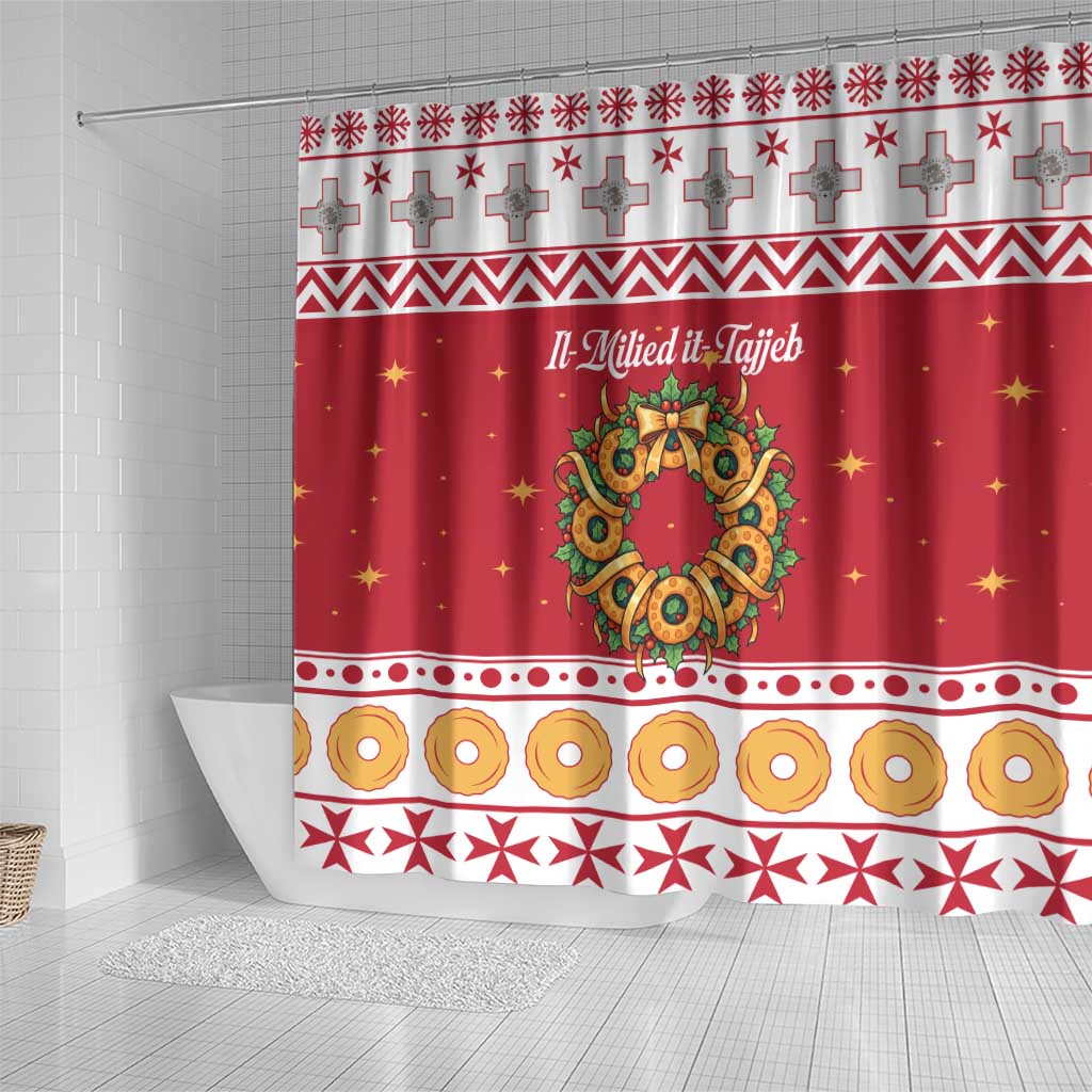 Malta Christmas Shower Curtain Maltese Honey Rings - Wonder Print Shop