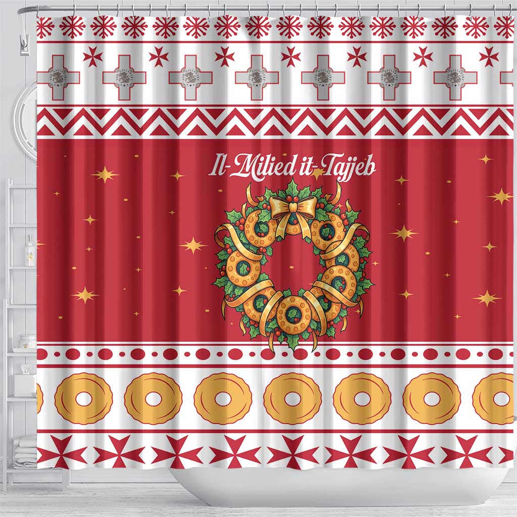 Malta Christmas Shower Curtain Maltese Honey Rings - Wonder Print Shop