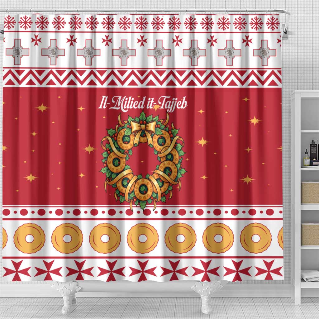 Malta Christmas Shower Curtain Maltese Honey Rings - Wonder Print Shop