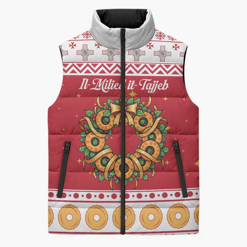 Malta Christmas Sleeveless Puffer Jacket Maltese Honey Rings - Wonder Print Shop