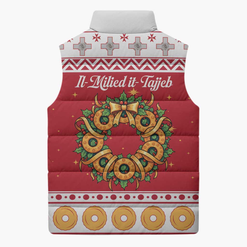 Malta Christmas Sleeveless Puffer Jacket Maltese Honey Rings - Wonder Print Shop