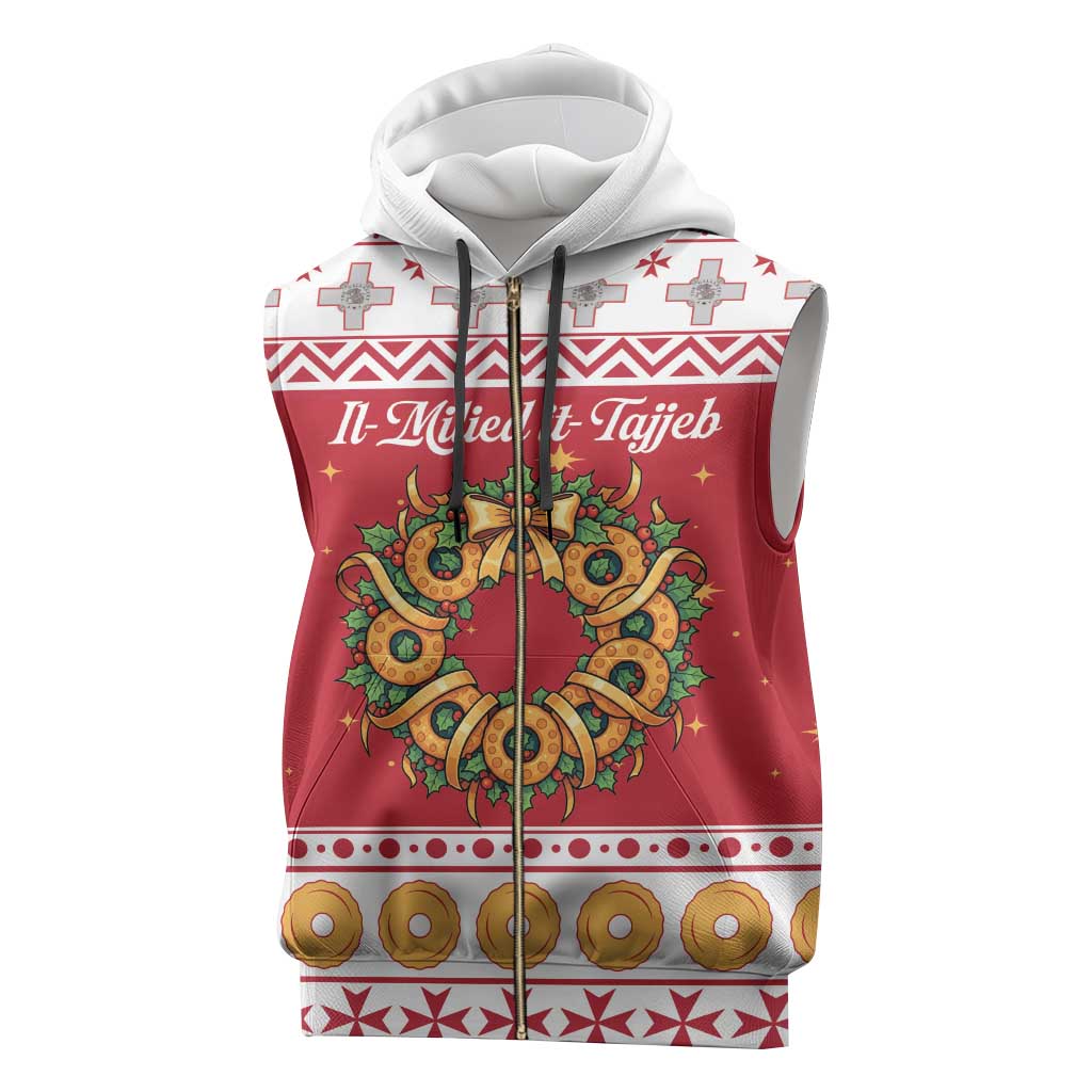 Malta Christmas Sleeveless Zip Hoodie Maltese Honey Rings - Wonder Print Shop