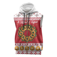 Malta Christmas Sleeveless Zip Hoodie Maltese Honey Rings - Wonder Print Shop