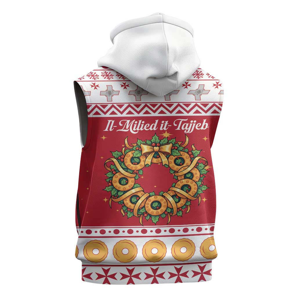 Malta Christmas Sleeveless Zip Hoodie Maltese Honey Rings - Wonder Print Shop