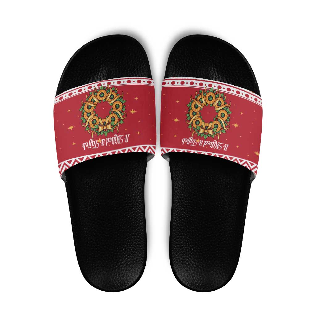 Malta Christmas Slide Sandals Maltese Honey Rings - Wonder Print Shop